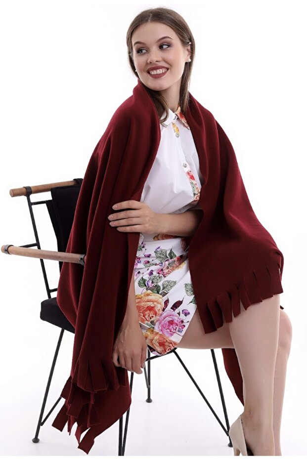 Soft & Warm Burgundy Polar Scarf Shawl