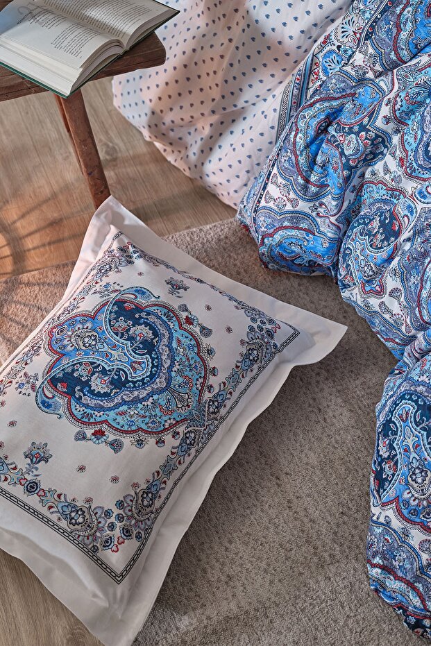 Maisha Blue Double 100% Cotton Duvet Cover Set