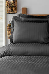 Double Duvet Cover Set - 100% Cotton Satin Anthracite