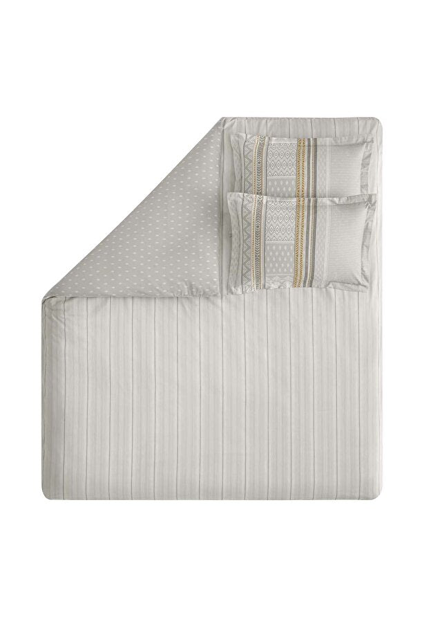 Pamena Ranforce Double Duvet Cover Set - 100% Cotton, Grey