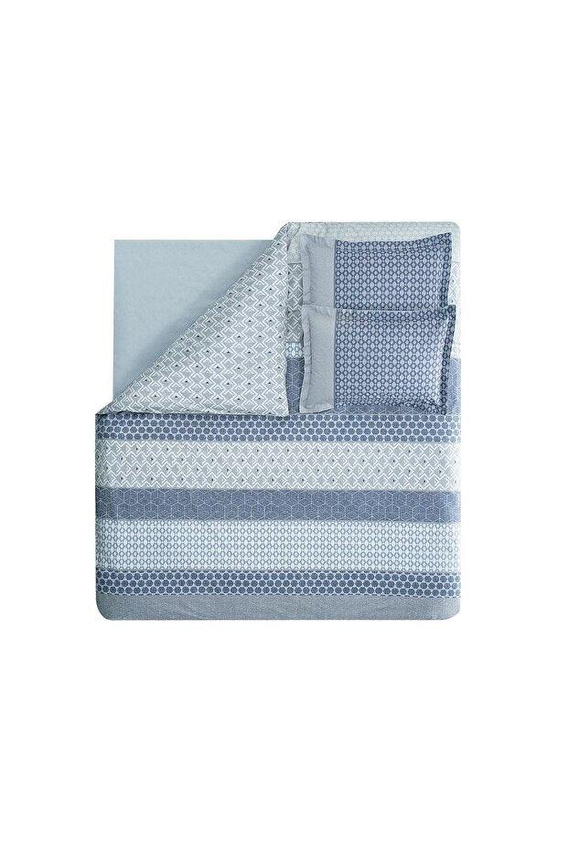 Malin Double Size 100% Cotton Duvet Cover Set - Blue