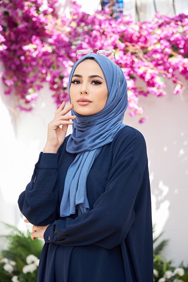 Indigo Blue Jersey Shawl - Soft & Lightweight