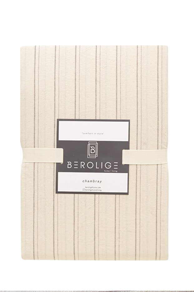 100% Cotton Washed Striped Double Duvet Cover Set - 200x220cm
