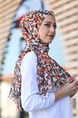 Leopardprint Chiffon Sjæl - Orange Vizon