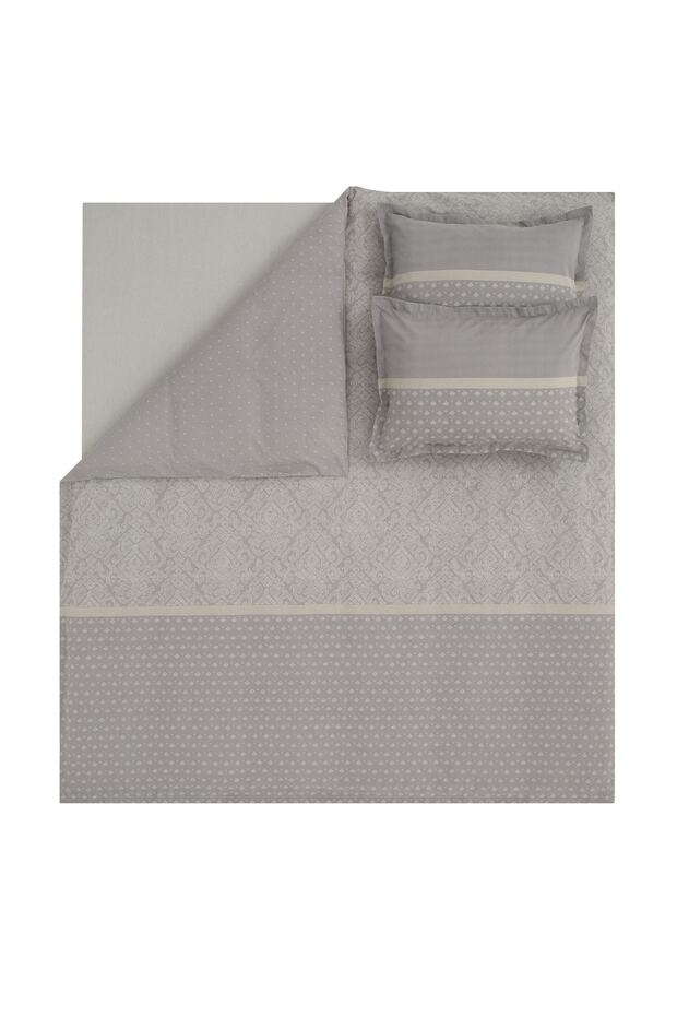 Amora Doppelbett-Bettwäsche-Set – 100 % Baumwolle, Grau Art Deco