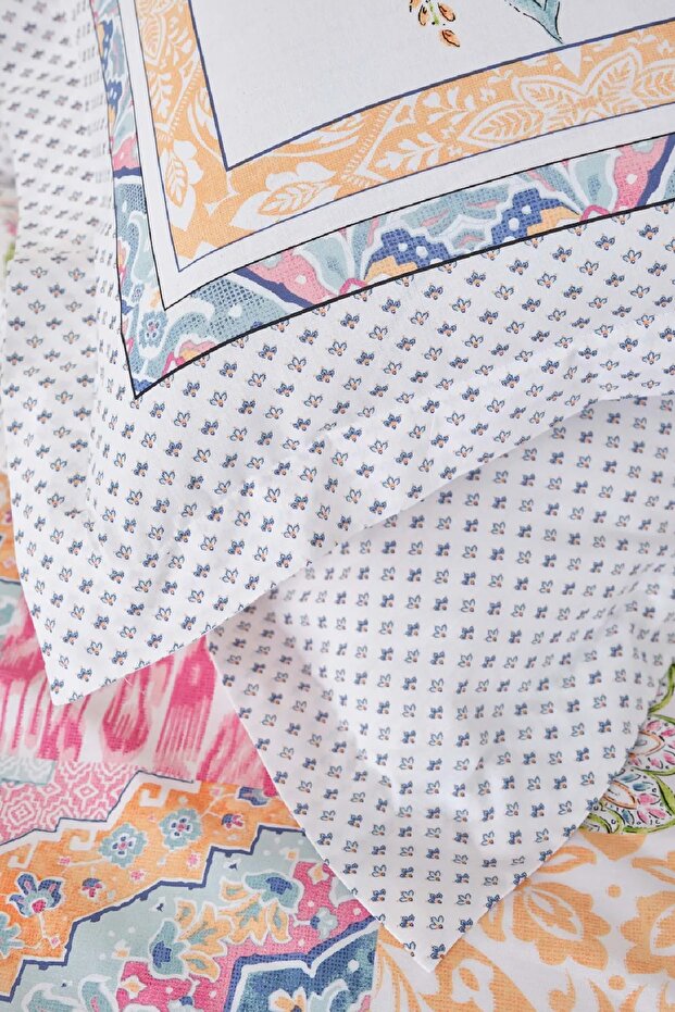 Dallias Fusya 100% Cotton Single Duvet Cover Set - Patchwork Design