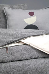 Ensemble de housse de couette zippée Coverme Quadro Single Sherpa - Gris