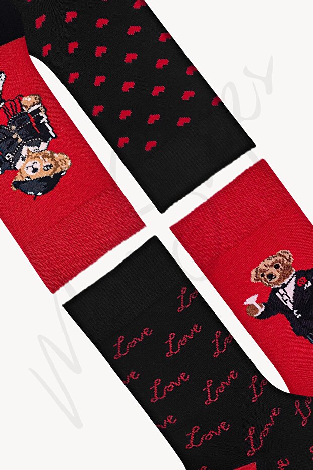 Teddy Bear Valentine's Day Socks Gift Set - 4 Pairs