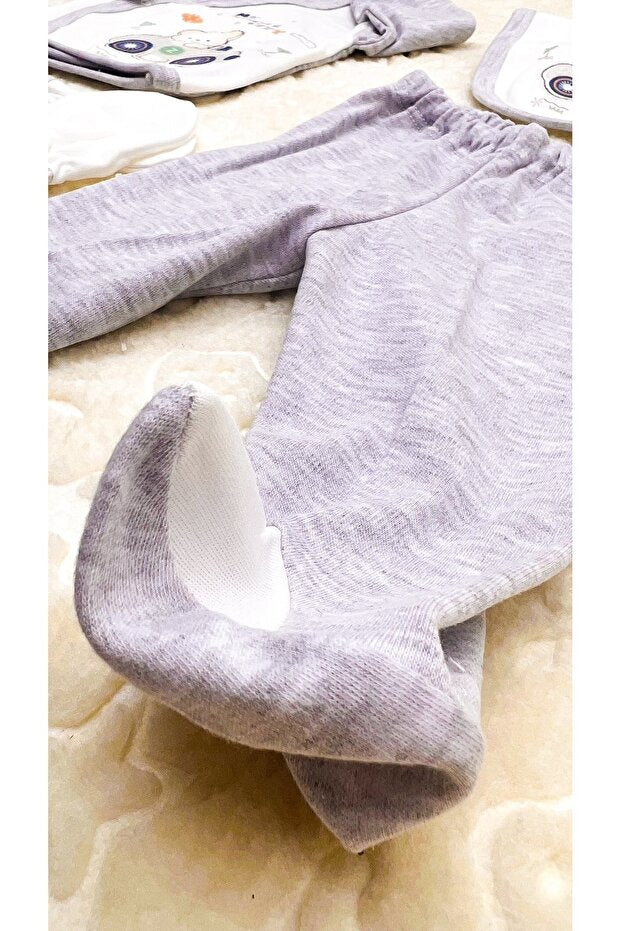 Newborn Bear Car 5-Piece Organic Cotton Baby Set - 0-3 Months