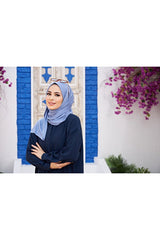 Lightweight Jersey Shawl - Soft Cotton Blend, Denim Blue
