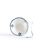 Glass & Ceramic Tea Set - Turkish Blue & White Motif