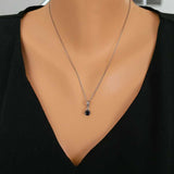 925 Sterling Silver Round Onyx Pendant Necklace
