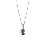 Professional Sterling Silver Oval Amethyst Necklace