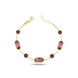 Bracciale Colorato con Cuscino e Cristalli Baguette - Design Moderno a Taglio Misto