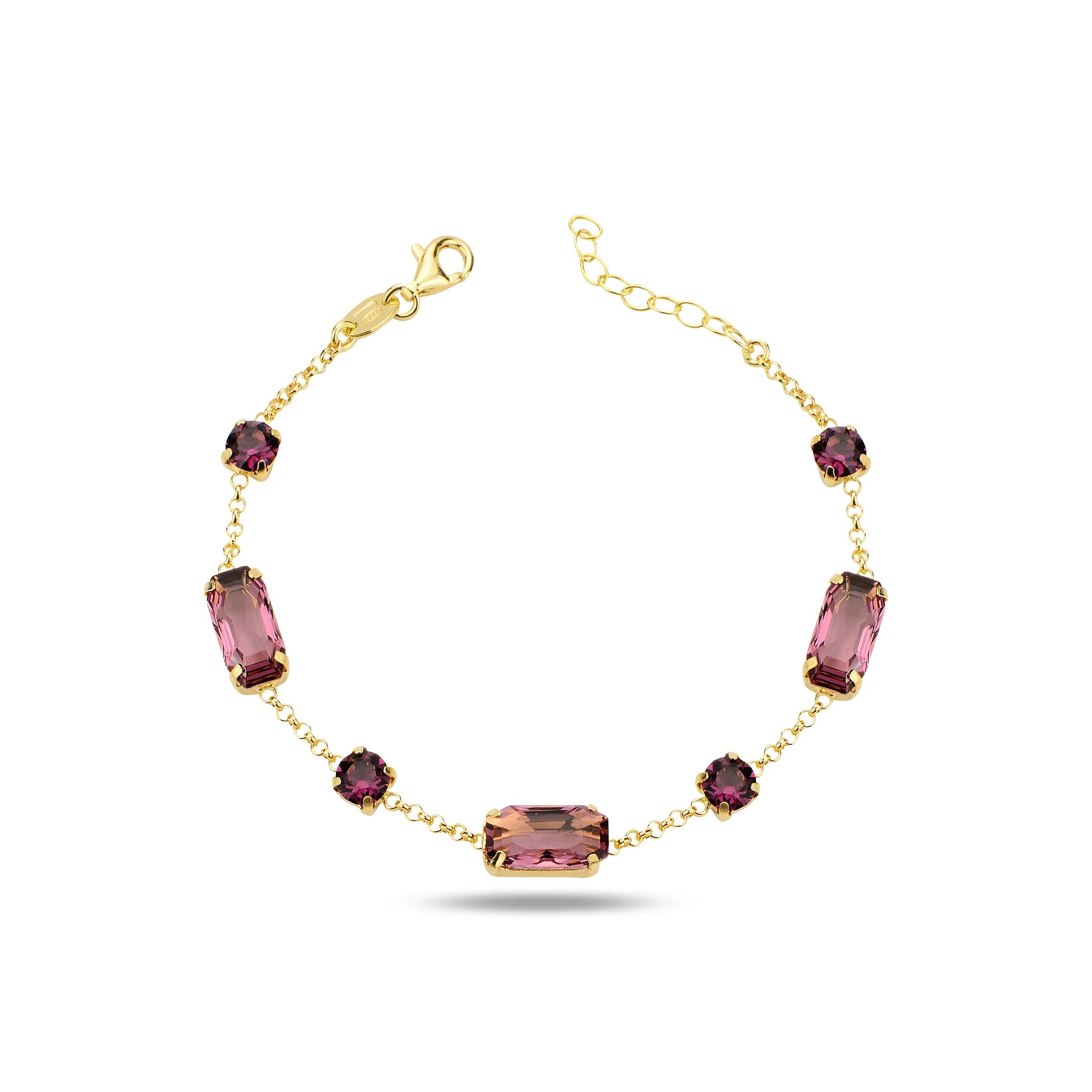 Bracciale Colorato con Cuscino e Cristalli Baguette - Design Moderno a Taglio Misto