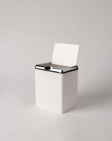 Marais Plastic Waste Bin - Soft Ecru with Chrome Detail