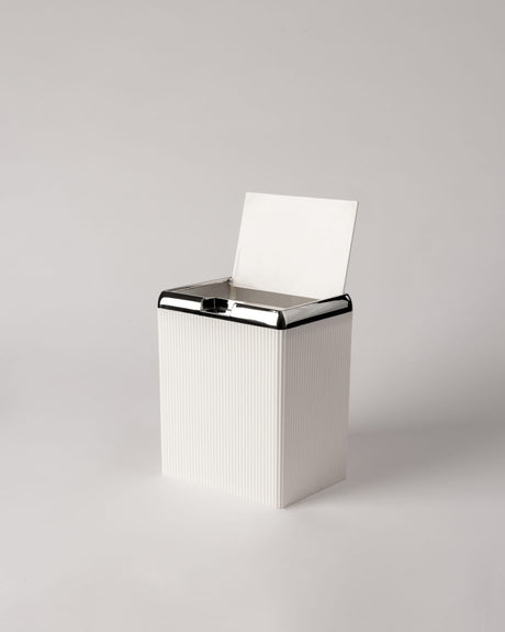 Marais Plastic Waste Bin - Soft Ecru with Chrome Detail