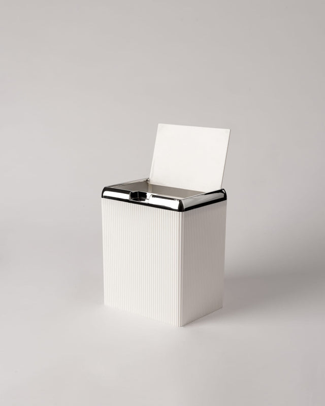 Marais Plastic Waste Bin - Soft Ecru with Chrome Detail