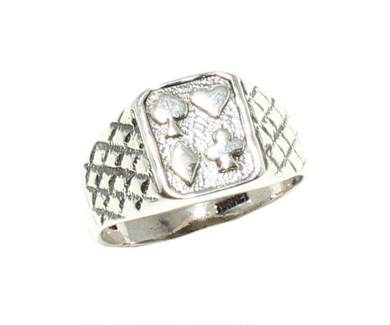 925 Sterling Silver Poker Symbol Ring - Game-Inspired Design
