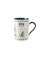 New Bone Ceramic Mug - Elegant White & Blue Motif for Everyday Luxury