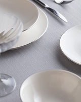 New Bone Porcelain 6-Person Dinner Set - Elegant White & Silver