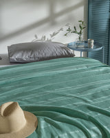 King Size 100% Cotton Pique Bedspread - Turquoise Waffle Weave Blanket
