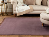 Elegant Dark Plum Fringed Area Rug for Living Room