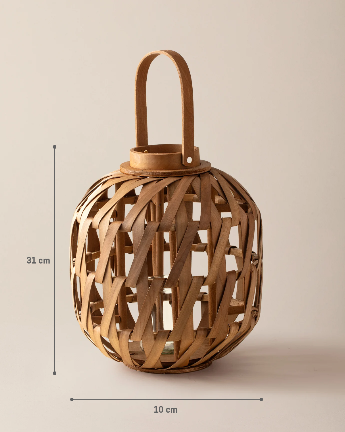 Alvia Natural Wood Lantern - Handcrafted Rustic Home Decor