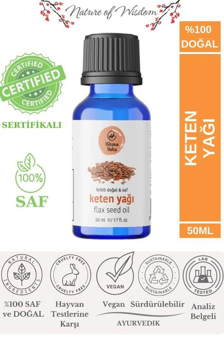 Flaxseed Oil - 100% Pure Cold Pressed for Skin & Hair Nourishment