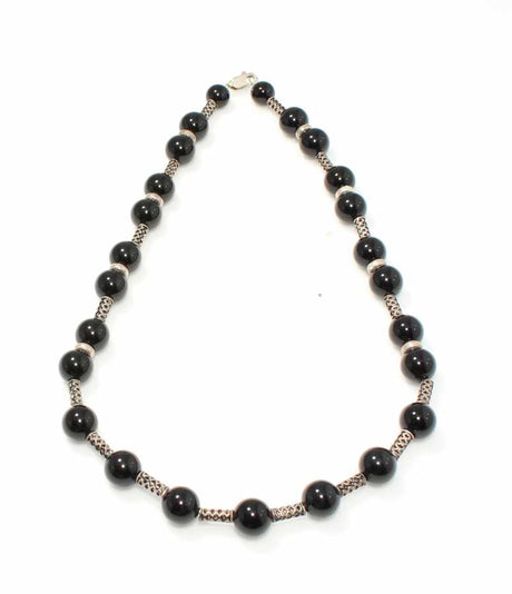 925 Sterling Silver Onyx Gemstone Pendant Necklace - Elegant Design