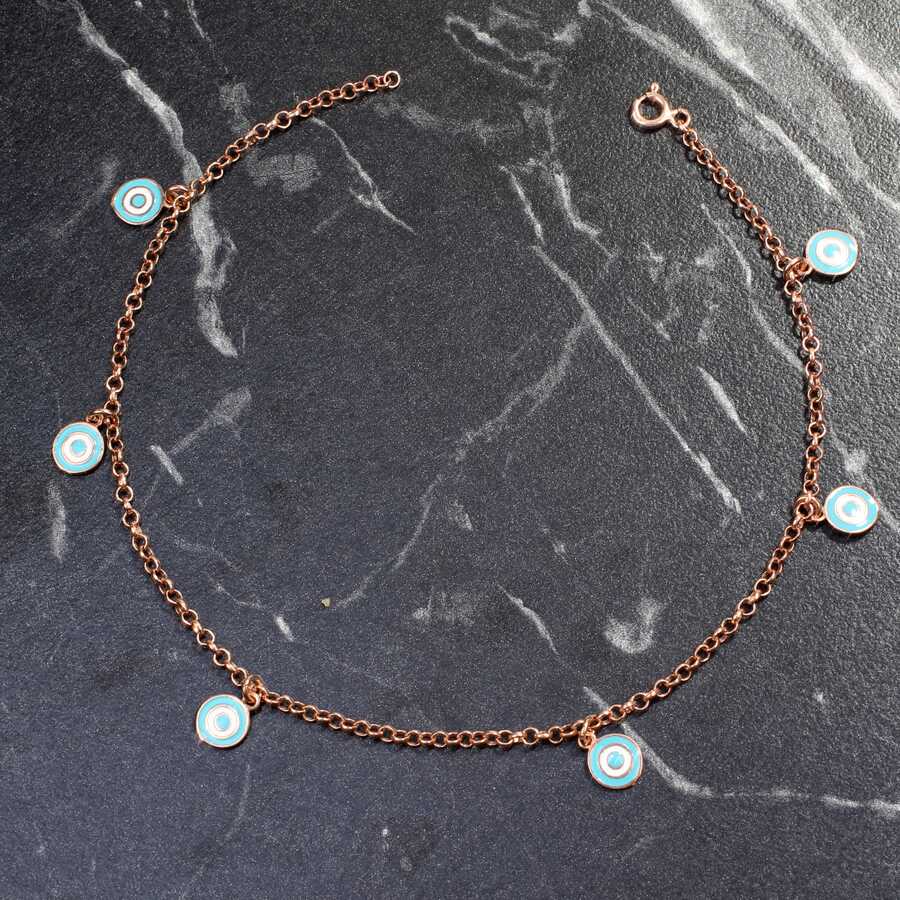 Premium 925 Sterling Silver Enamel Eye Bead Anklet