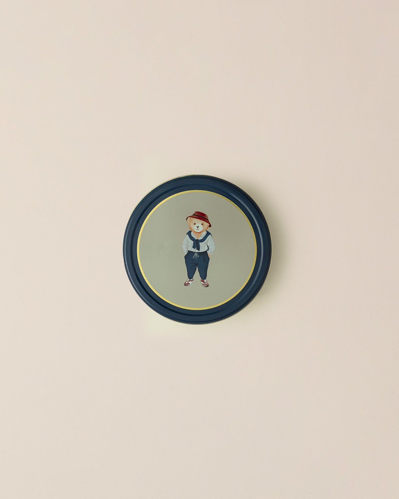 Elegant Metal Storage Box - Round Jasmin Navy Beige Food Safe