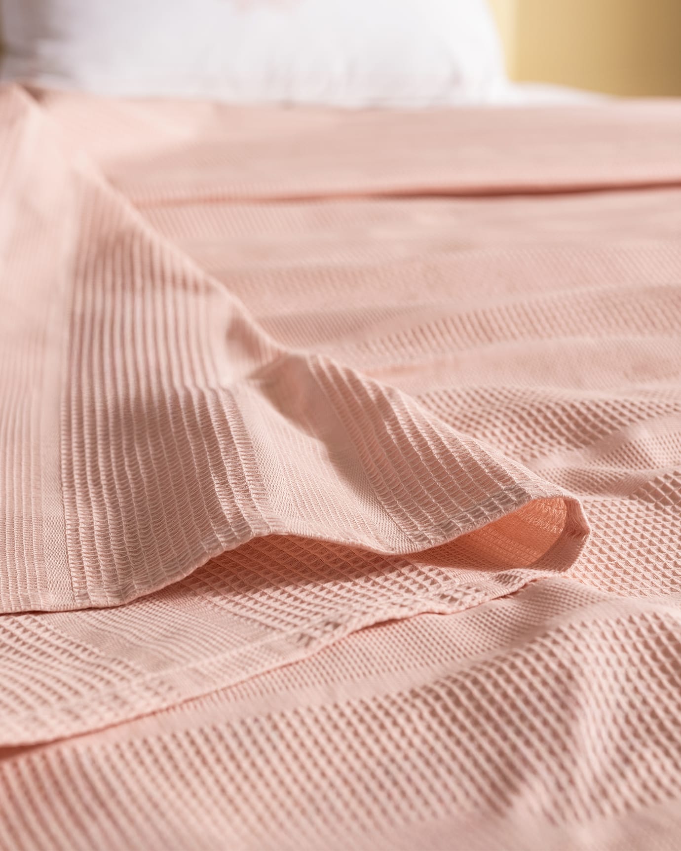 King Size 100% Cotton Pique Bedding Set, Blush Pink