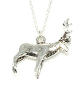 925 Sterling Silver Deer Pendant Necklace - Graceful Animal Design