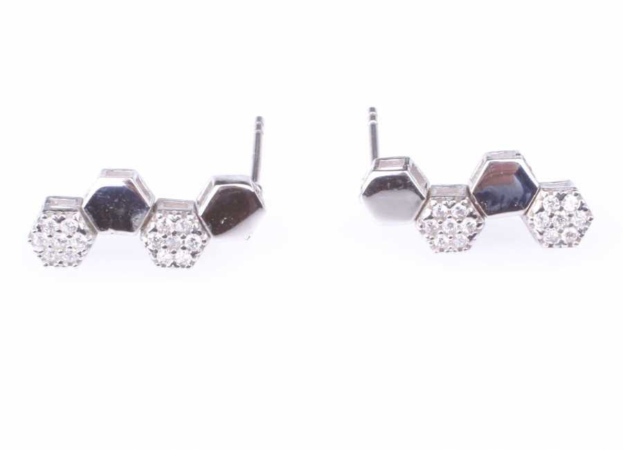 925 Sterling Silver Honeycomb Zircon Diamond-Style Earrings