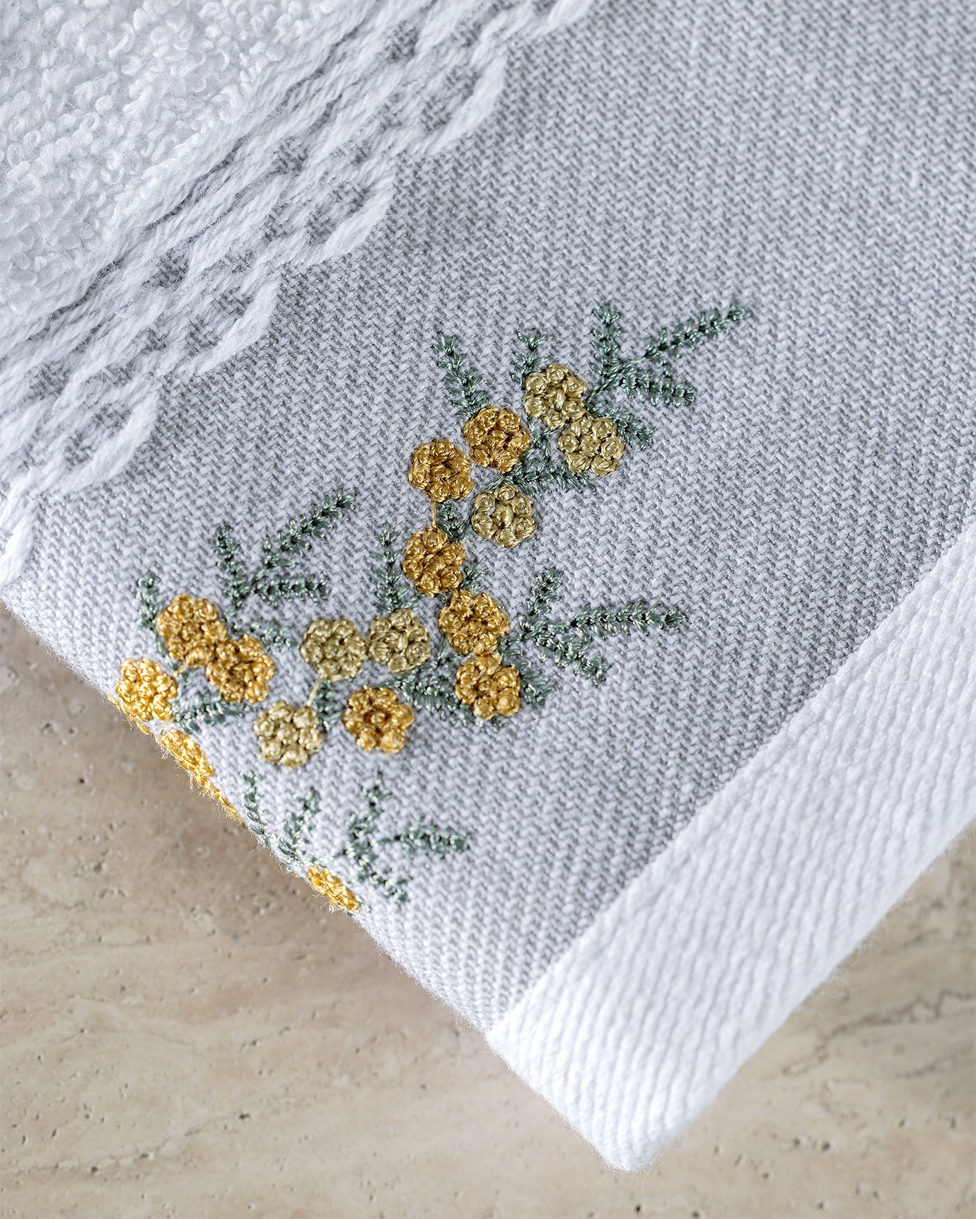 Pansy Embroidered 100% Cotton Hand Towel Set - 2 Pack