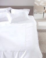 Embroidered Satin Double Duvet Cover Set, Light Gray