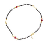 Premium 925 Sterling Silver Pearl Ruby Anklet