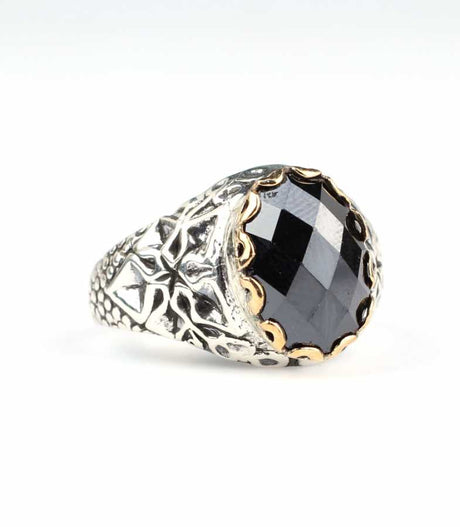 925 Sterling Silver Faceted Garnet Ring - Vintage Inspired Antique Style