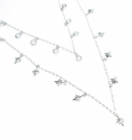 Professional Sterling Silver North Star Layered Stone Necklace