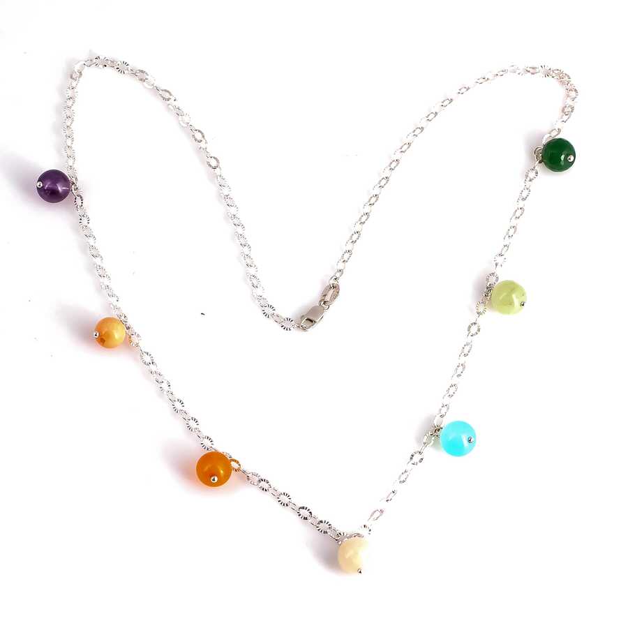 Premium 925 Sterling Silver Multi Stone Necklace