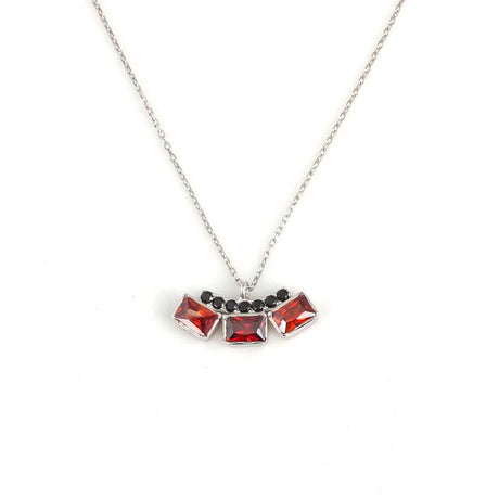 Sterling Silver Three-Stone Zircon Necklace - Vibrant Pendant