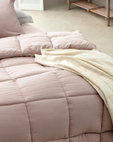 100% Polyester Double Bedding Set - Soft Powder Pink Fitted