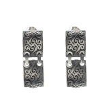 925 Sterling Silver Patterned Earrings - Black Rhodium Plated