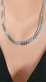 Premium 925 Sterling Silver Stone Embellished Gourmet Chain Necklace