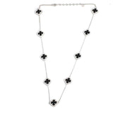 Premium 925 Sterling Silver Zircon Clover Onyx Necklace