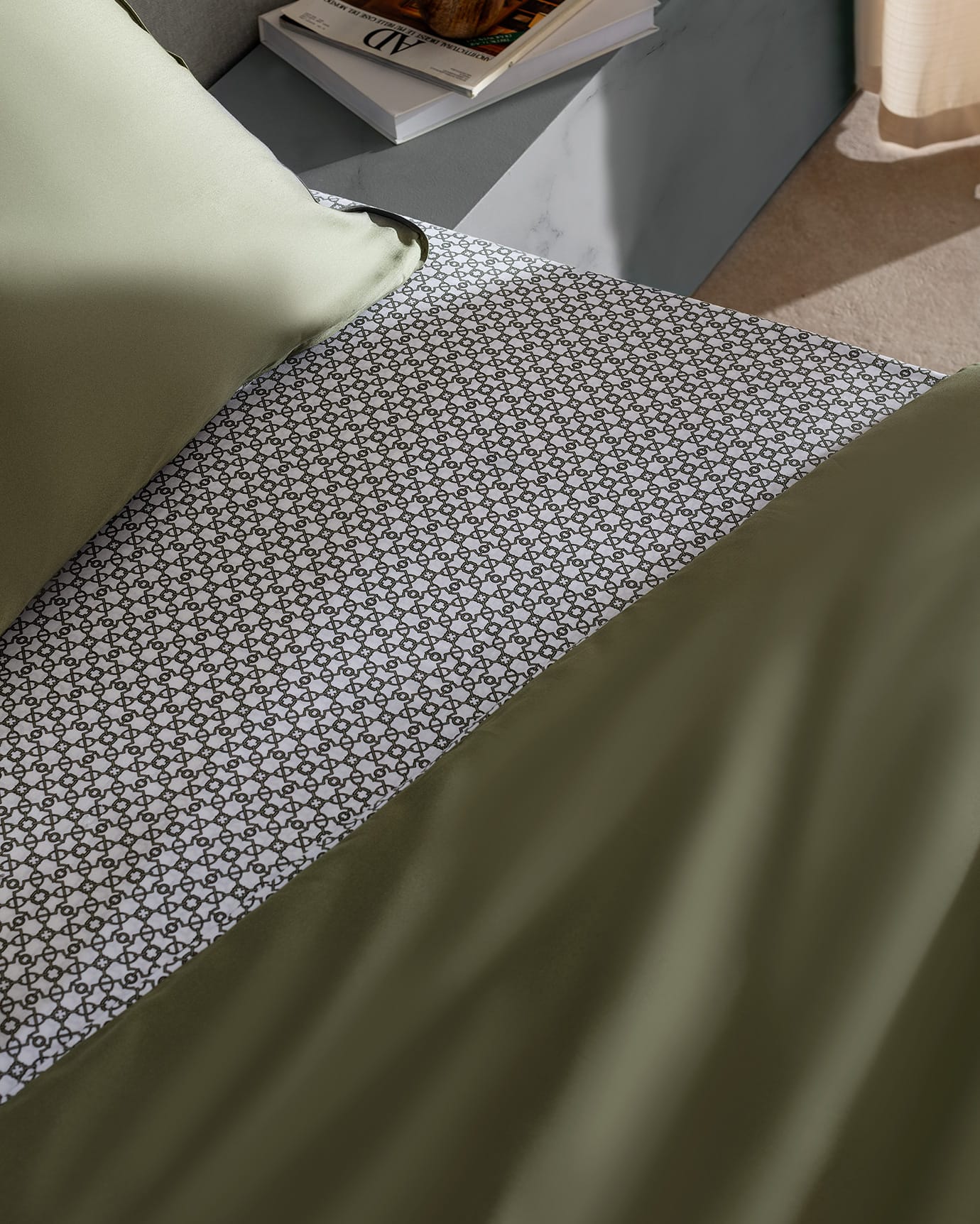 100% Cotton Sateen Single Duvet Cover Set - Printed Dennie Pattern
