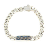 925 Sterling Silver Navy Zircon Gourmet Chain Bracelet - Statement Style