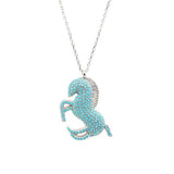 Artisan Crafted 925 Sterling Silver Turquoise Rearing Horse Necklace