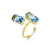 Cushion & Baguette Crystal Spiral Ring - Modern Mixed Cut Design